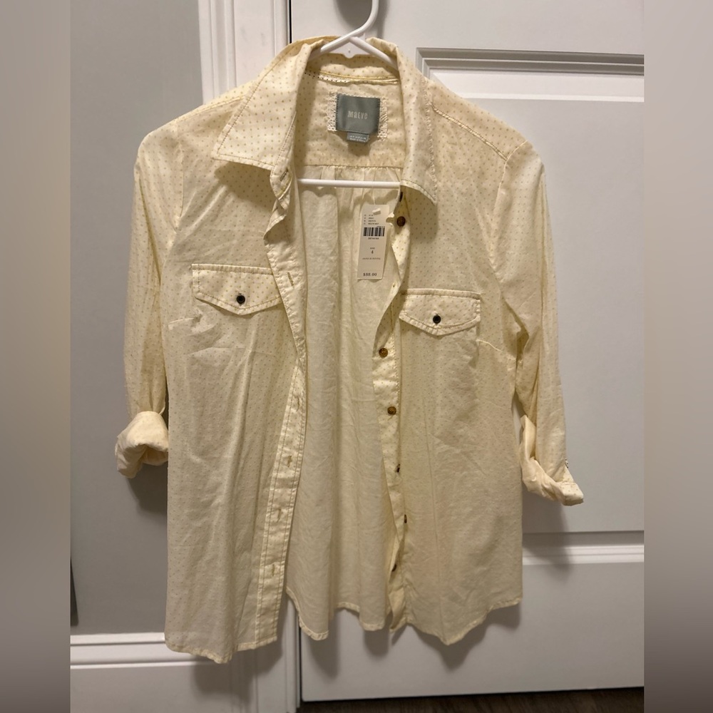 NWT Anthropologie white and yellow woven